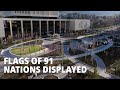 Flags Raised on the Plaza at Temple Square