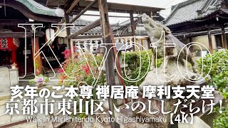 狛猪を始め多くの猪に囲まれた建仁寺塔頭寺院 禅居庵 摩利支天堂【4K】Kyoto HIgashiyamaku  Marisitendo