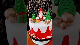 Christmas Cake with Santa, Trees \u0026 Gifts | Fondant Christmas Cake #fondantcakedecorating #cakedesign