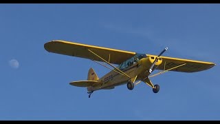 Piper Pa-18 Cub 1953 on board Frankfurt skyline engine start approaches go around D-EBFB Gelnhausen