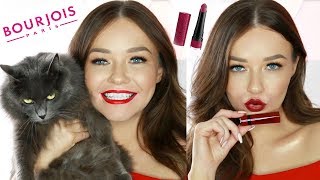 Bourjois Rouge Velvet The Lipstick | REVIEW + ALL SHADES LIP SWATCHES + WEAR TEST (Cinematic vlog)