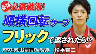 【卓球】バック側へのフリック攻撃はどう返す！？返し方のコツ｜順横回転サーブからの必勝戦術！【松平賢二】アマチュア卓球専門チャンネル