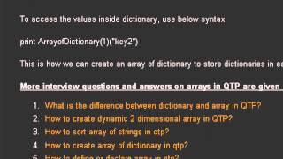 array of dictionary in QTP