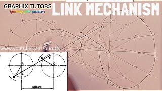 LINK MECHANISM in technical and engineering drawing. loci problem 4