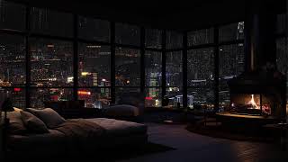 Rain and Fireplace: Urban Nighttime Ambience for Stress Relief and Sleep 🌧️