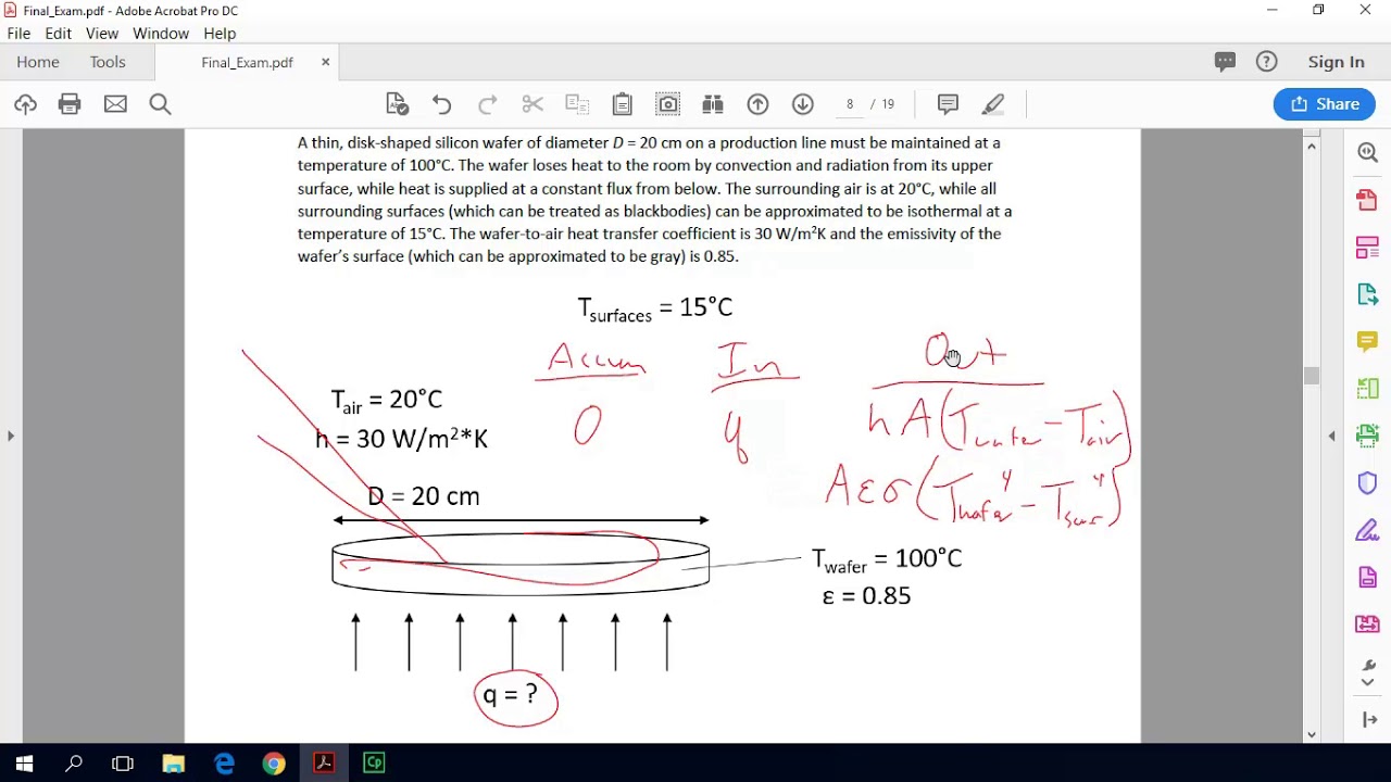 Heat Transfer Crash Course: Example Exam Problem: Convection And ...