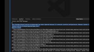 React native error : contains invalid configuration