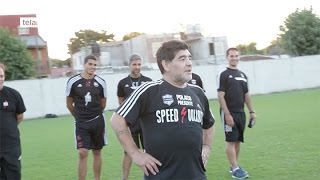 Maradona volvió a entrenar con el plantel de Deportivo Riestra