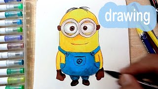 How to draw a minion /Menggambar cartoon/Bob minion