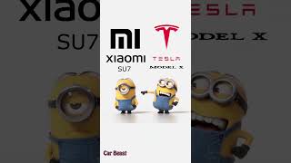 Xiaomi su7 vs Tesla model X minions style fun #foryou #funny #trending #status #car #asmr #xiaomi