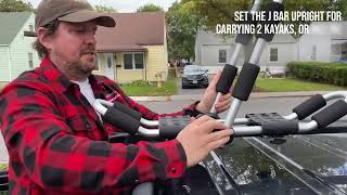 How to assemble, install and use your Riot Kayaks Double Foldable J-Bar Car Roof Carrier kayaks