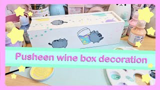 Pusheen wine box decoration 🎨 ASMR