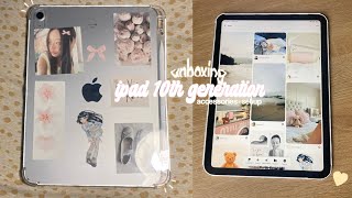 ipad 10th generation unboxing (256 gb, silver) 🕯️🎀 | accessories, keyboard | aesthetic + asmr | ☁️