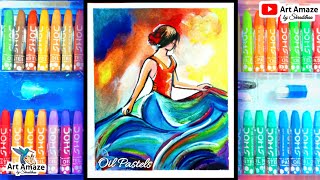 Oil Pastel Drawing For Beginners | Oil Pastel Girl Drawing | Oil Pastel Ballerina Girl Drawing |