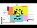 O Level Math D Paper 1 4024/11 Oct/Nov 2021