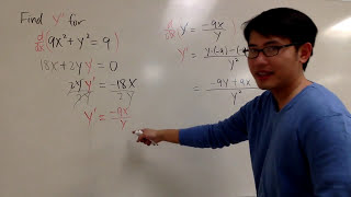 Second derivative of 9x^2+y^2=9 with implicit differentiation
