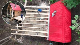 Ep.4 Roofing the Small Cabin Addition - DON'S LEAVING, Repurpose Metal Roof with Liquid Rubber