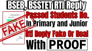 BSEB, BSSTET RTI Reply How many candidates passed the exam.#bsstet