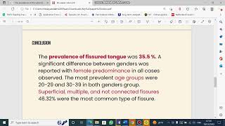 Prevalence and significance of fissured tongue among dental patients – Video abstract [ID 391498]