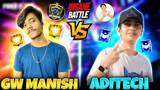 Aditech Vs GW MANISH 😲🔥 Insane 1vs1 Battle😳 Lekin L Lag gaye💔 || Garena Free fire max