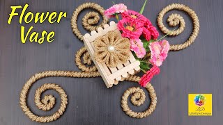 DIY Wall Hanging Flower Vase Showpiece | Flower pot Using Jute Rope | Wall Decor Jute Craft Idea