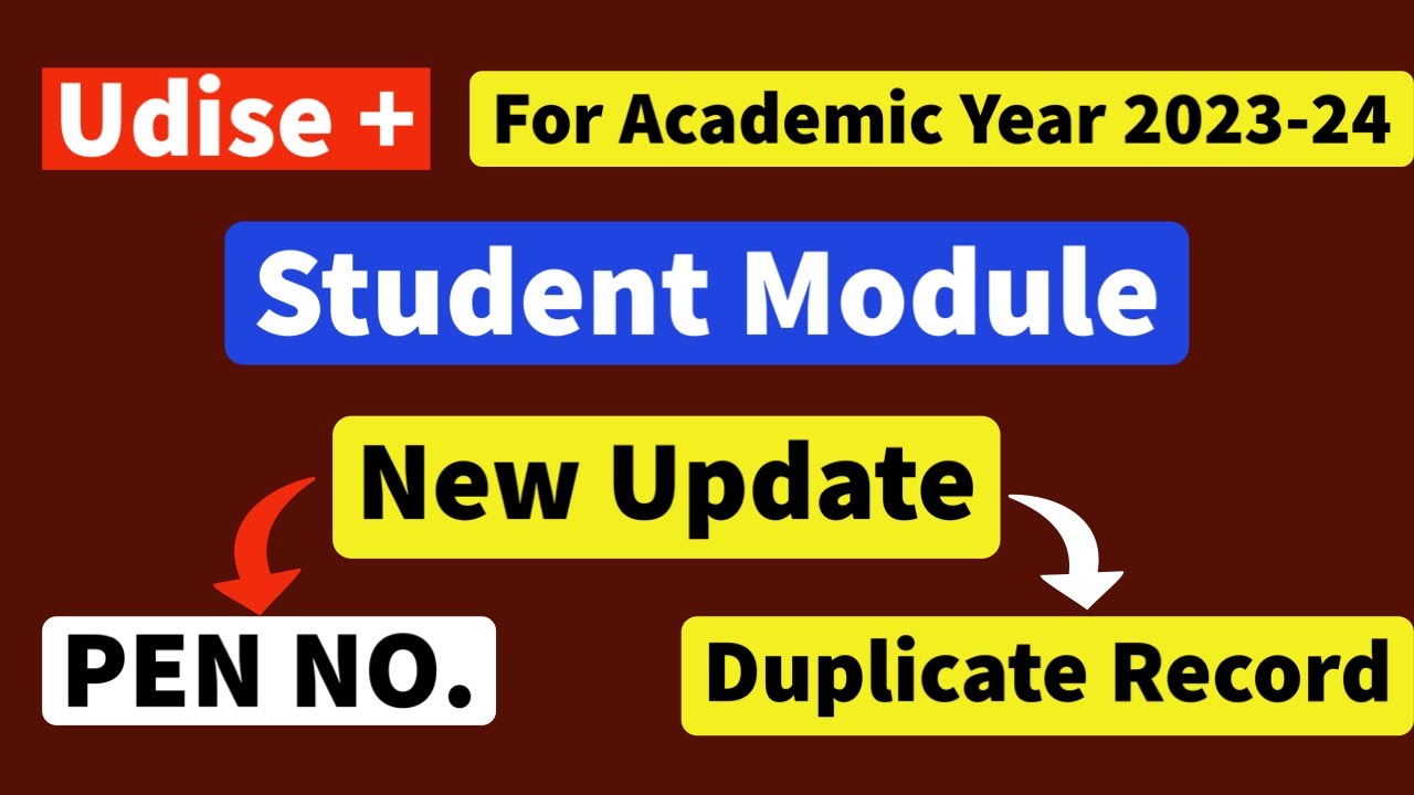 Udise + Student Module || Udise Plus Student Module New Update - YouTube