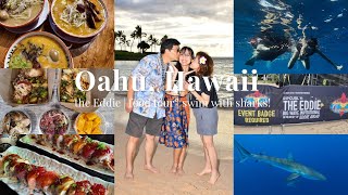 HAWAII vlog | BEST FOOD in Oahu, the EDDIE SURF COMPETITION, swimming w SHARKS CAGE FREE?! \u0026 Aulani