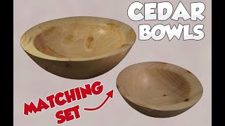 woodturning - Atlas Cedar bowls - finishing both bowls