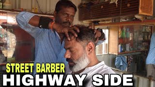 Street barber head massage on high way side, extra pressure tapping really disappointed me