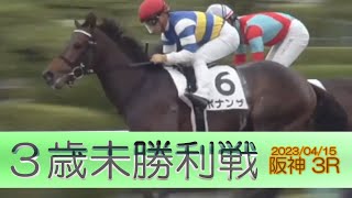 2023/04/15【パドック返し馬つき】阪神3R　３歳未勝利戦　　☆ボナンザ　シニスターミニスター　＃レースは10分ころから