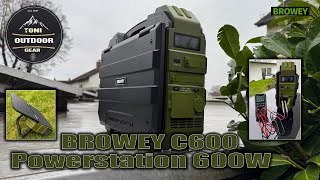 BROWEY Tragbare Power Station mit integriertem Solarpanel, 614WH - 600W #browey #powerstation #solar