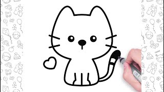 Easy Cat Drawing For Kids | Dessin facile pour les enfants | Bolalar uchun oson chizish |孩子們簡單繪畫