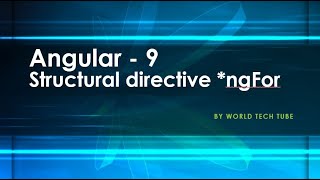 Angular ngFor directive | Angular tutorial - NgFor directive | *ngFor with index example in angular