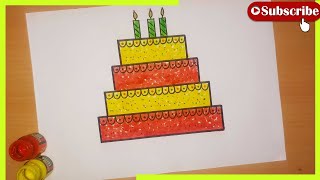 How to Draw Easy Birthday Cake Drawing with Candles | Beginners drawing | Step by step for Kids