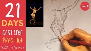 How to draw a dancer | practice gesture drawing | step by step process for beginners | real time art