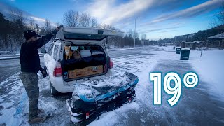 Overnight Winter Truck Camping at a Welcome Center - Life on the Road