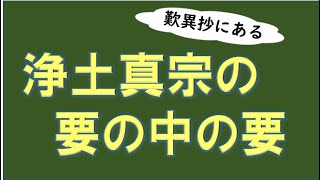 浄土真宗の教えの要の中の要を有名な歎異抄第１章のお言葉で