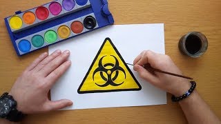 How to draw a caution biohazard sign