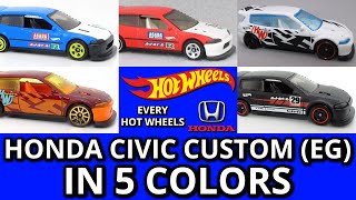 Every Hot Wheels Honda Civic Custom (EG) in 5 Colors