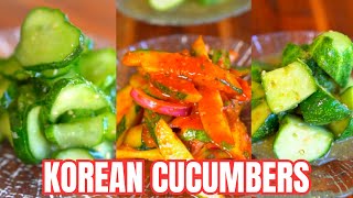 Korean Cucumber Side Dishes: 1 Spicy + 2 Non-Spicy (Oi muchim: Seasoned Cucumber) 오이무침 3가지 + 꿀팁