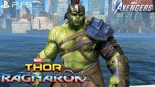 Marvel's Avengers - NEW MCU Hulk Thor Ragnarok Skin Gameplay 4K 60FPS (PlayStation 5)