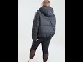 nike plus size sportswear synthetic padded jacket hooded shiny black women jd sports