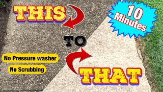 How to clean / pressure wash a driveway \u0026 sidewalk without a pressure washer ! * No Scrubbing diy *