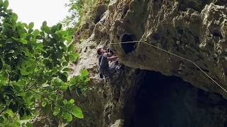 Rock climbing in Okinawa, Japan. \