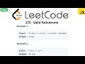 LeetCode 125 Valid Palindrome in javascript