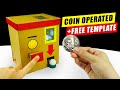 How To Make Money Operated Candy Machine | Easy Cardboard Gumball Vending Machine +FREE TEMPLATE