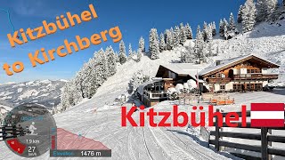 [4K] Skiing Kitzbühel KitzSki, Crossing the Mountain to Kirchberg Fresh Snow, Austria, GoPro HERO11