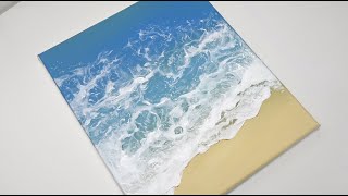 如何只用4种颜色画🏖️｜简易沙滩丙烯画法