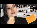 Girl Tinting Installing Precut Window Film Truck Door