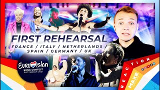 I react to Italy / France / UK / Netherlands / Germany / Spain FIRST REHEARSAL of Eurovision 2021